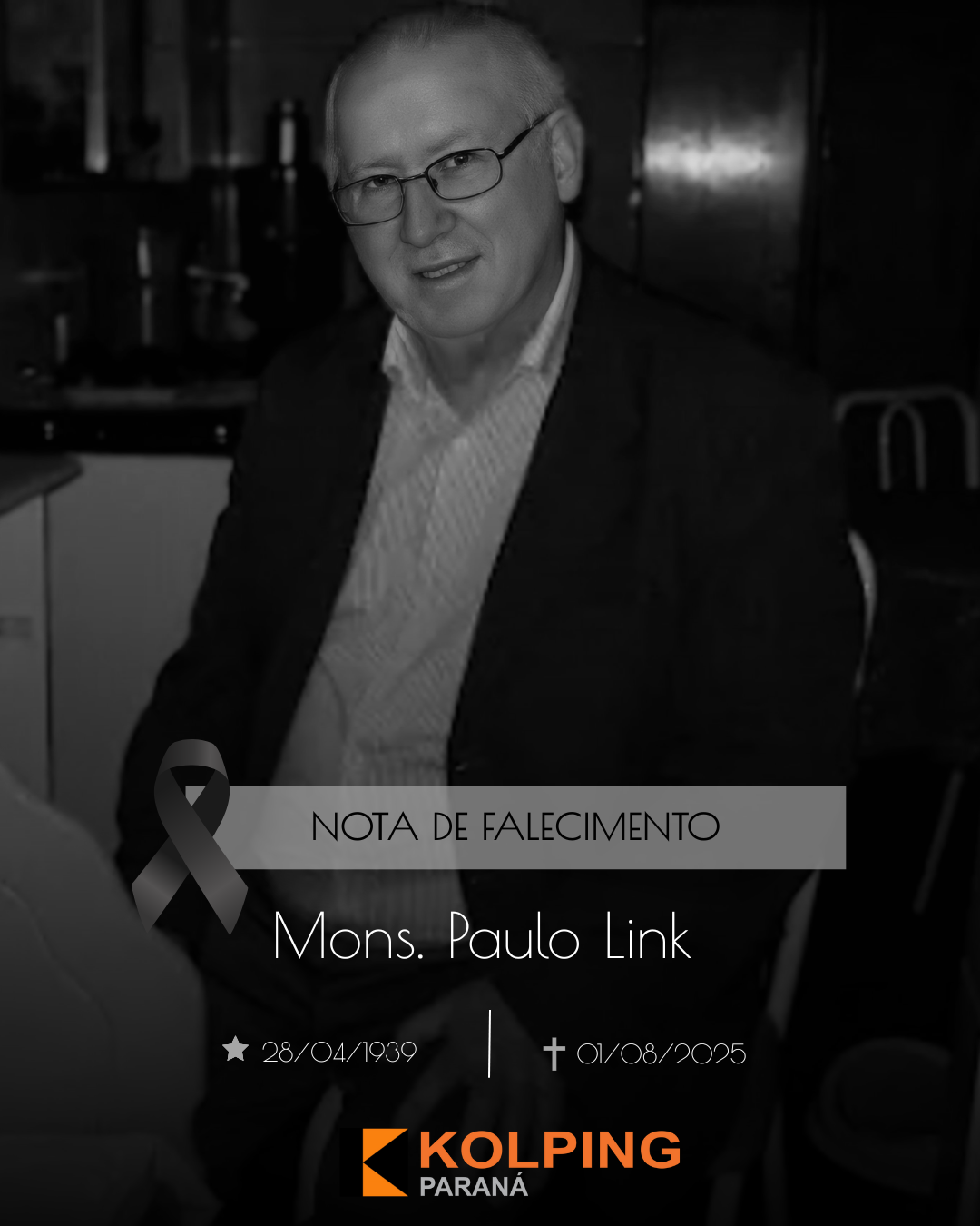 Post do instagram nota de falecimento luto fita preta minimalista
